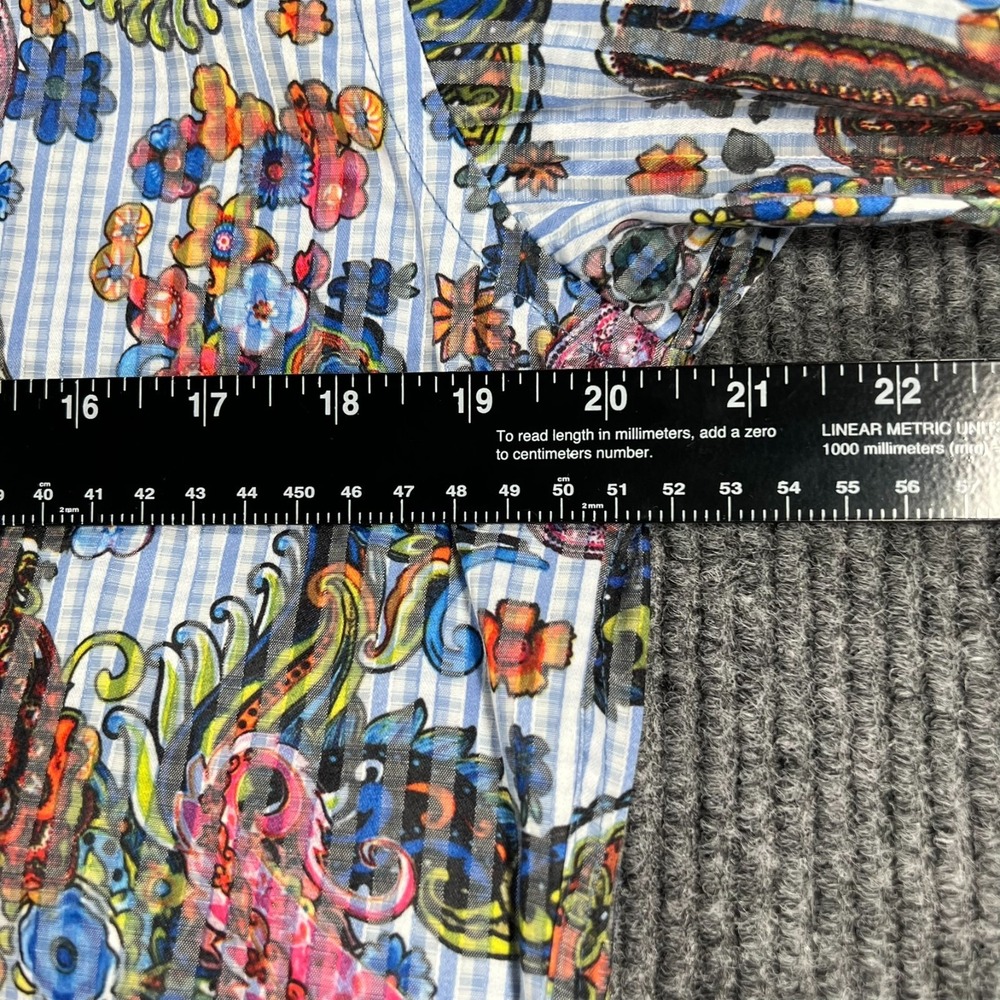 Visconti Black Shirt Mens Small Blue Paisley Striped Long Sleeve Button Up - Picture 12 of 15